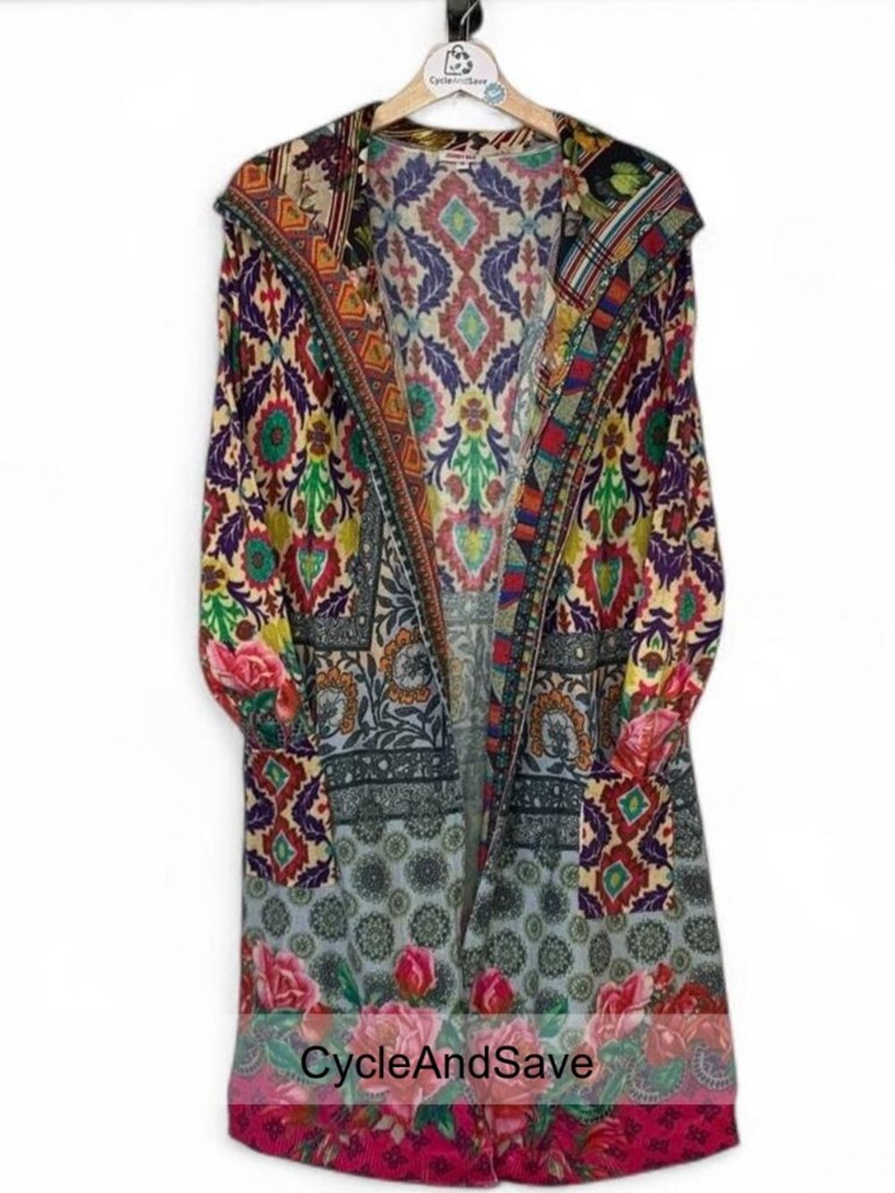 Johnny Was Vibrant Floral Hooded Cardigan